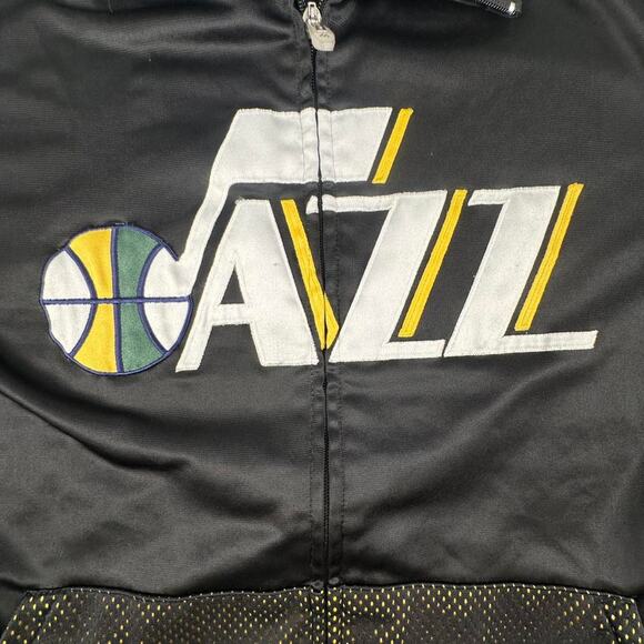 Majestic Utah Jazz Black Warm Up Full-zip Embroidered Logo Jacket Size L Tall - Picture 7 of 7